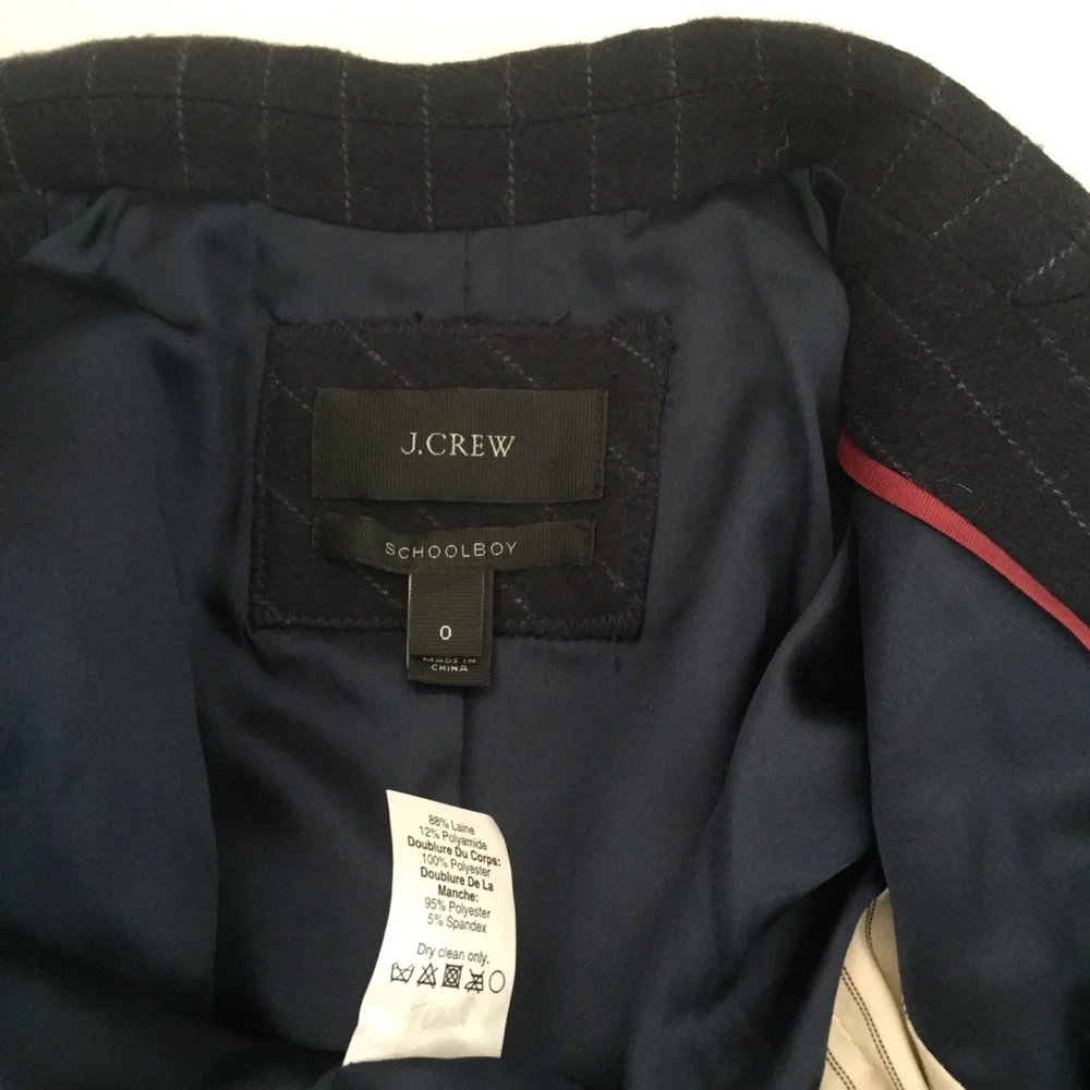 j. crew schoolboy navy gray pinstripe blazer